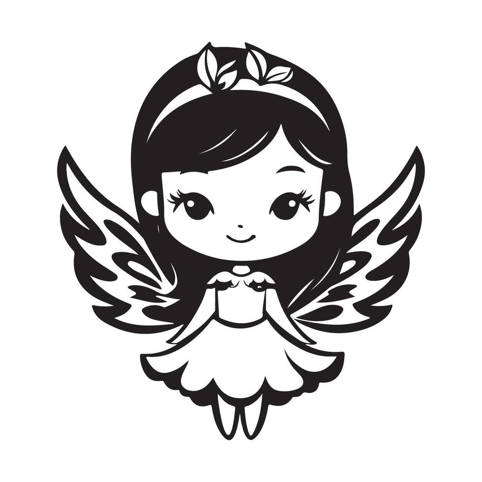 Cute Fairy Girl with Wings Cartoon Character image vector