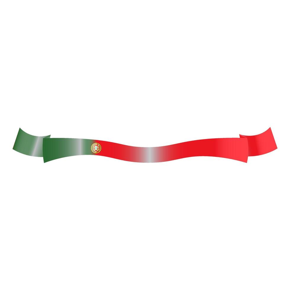 Glossy Ribbon Banner with Wavy Portuguese Flag Colors and National Crest vector