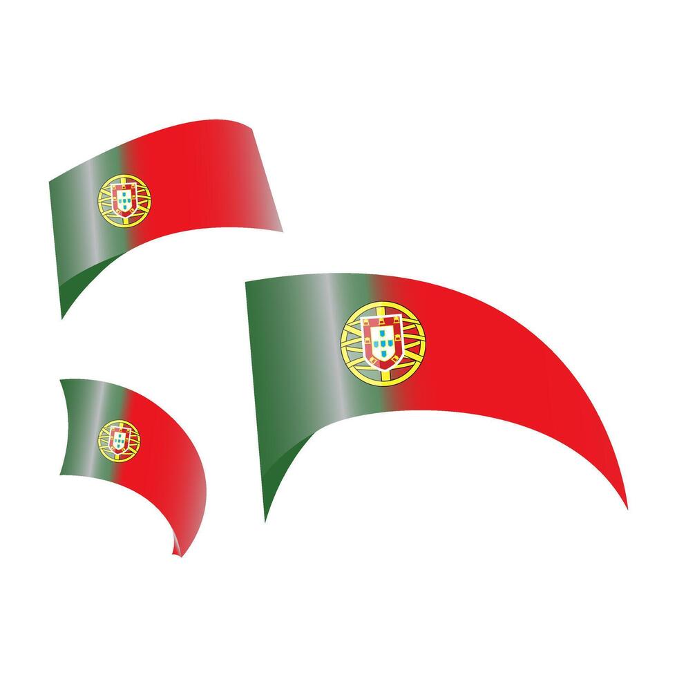 Waving Portugal Flags 3D Illustration of Portuguese National Symbols in Motion vector