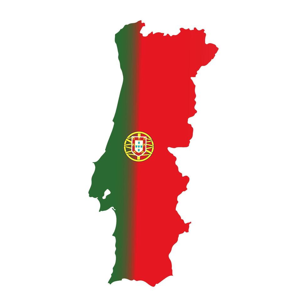 Map of Portugal with National Flag Colors and Emblem vector