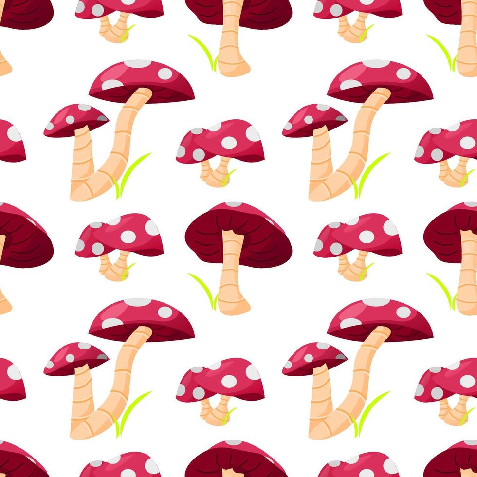 Seamless pattern of mushrooms with white background vector