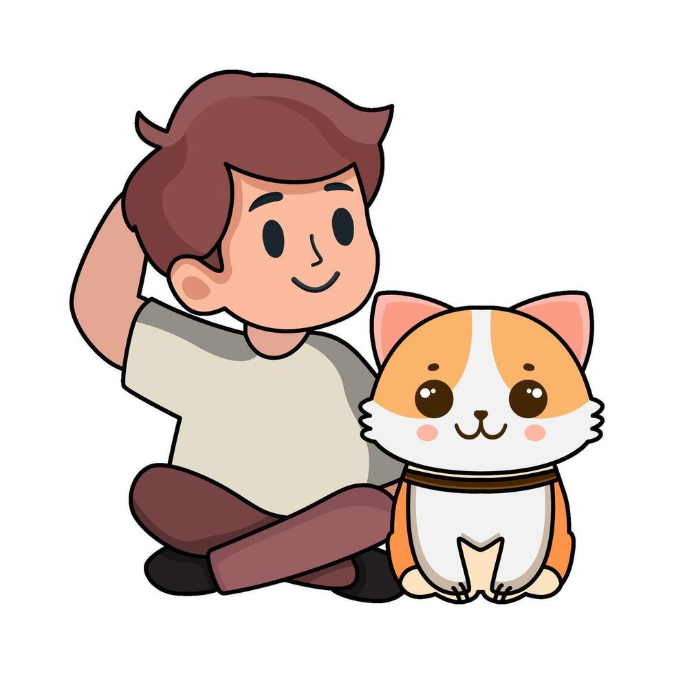 boy with cat vector