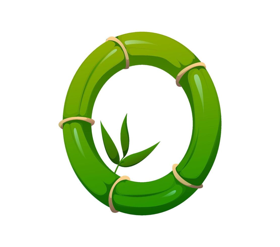 Jungle bamboo branch font, typeset letter O vector