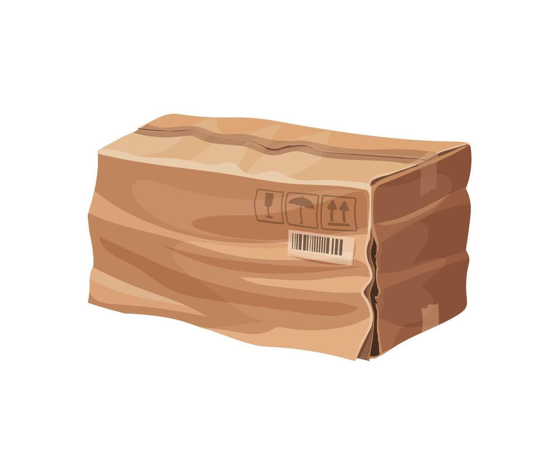 Damaged and broken isolated delivery cardboard box vector