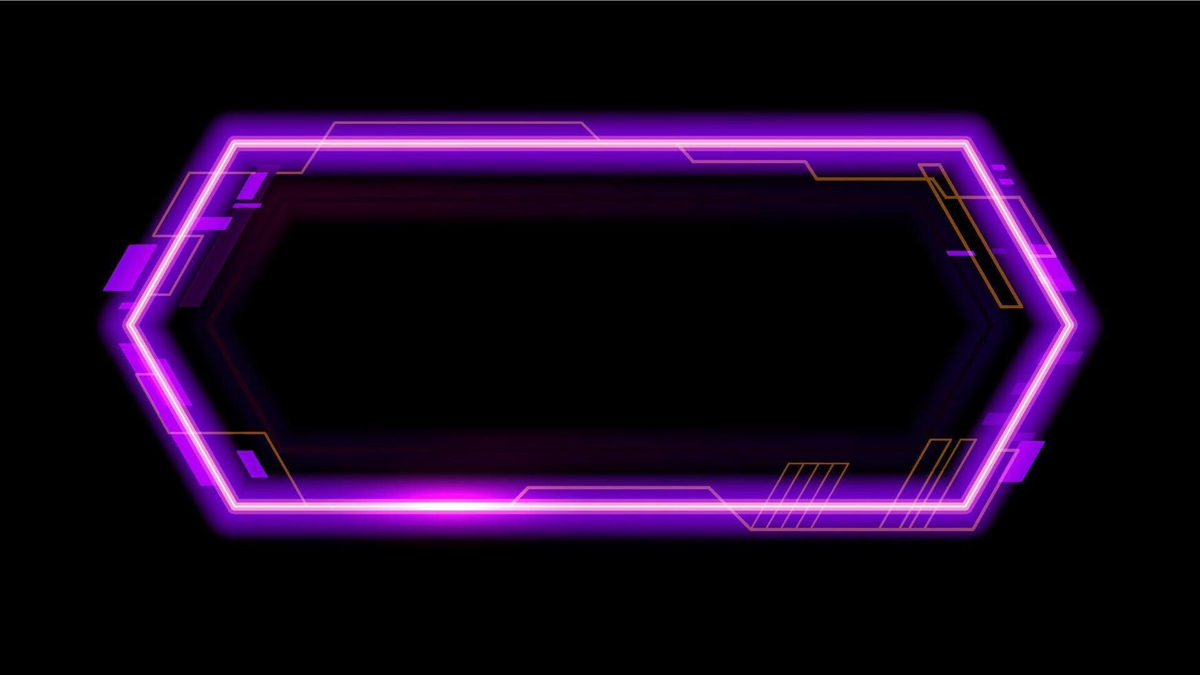 Purple neon frame, HUD information call box vector