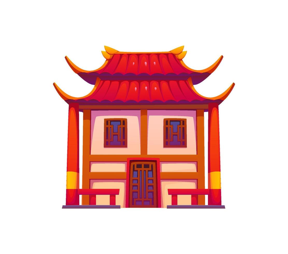 Cartoon Chinese building, Asian china town house vector