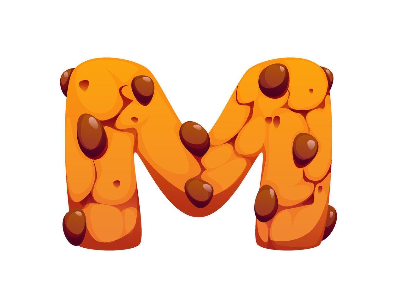 Fast food chocolate cookie alphabet font letter M vector