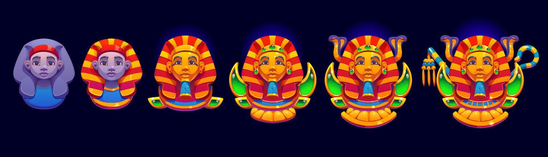 Egypt pharaoh game rating badge, level progress vector