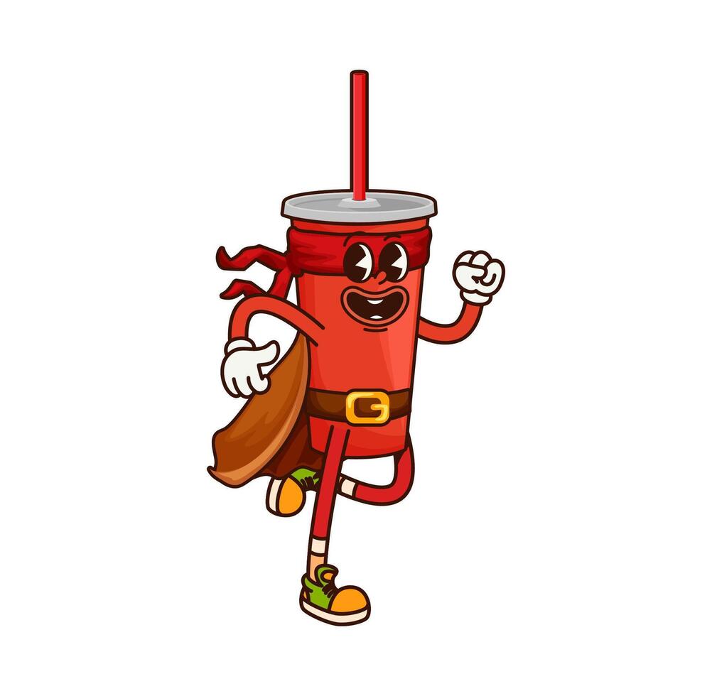 Cartoon groovy soda fast food pirate character vector