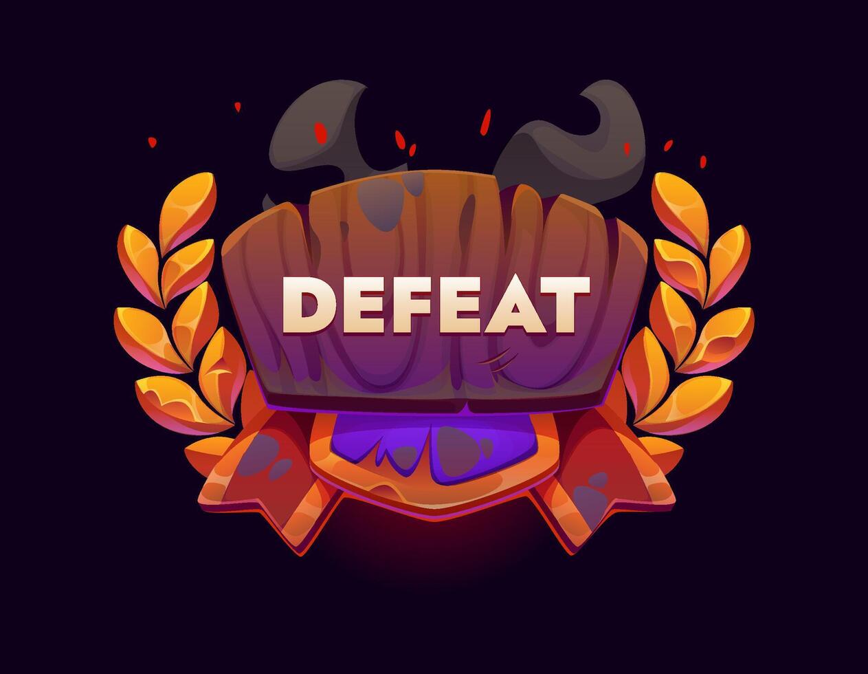 Defeat game frame icon and UI asset for level fail vector