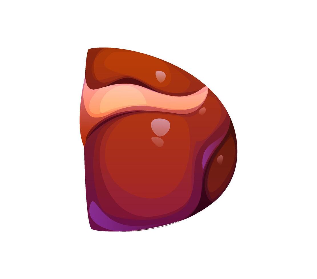 Medicine font type, cartoon liver organ letter D vector