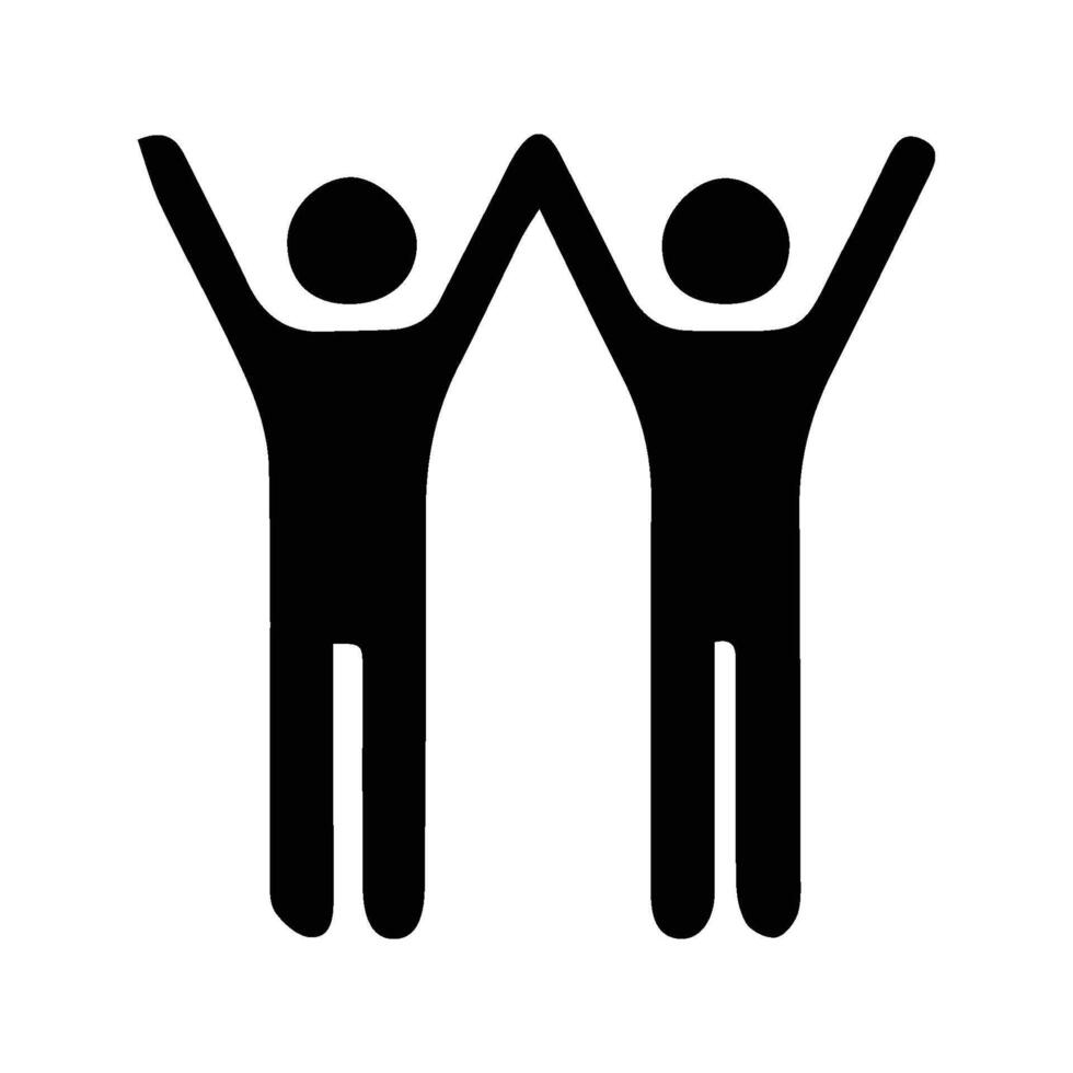 Two People Raising Hands Icon vector