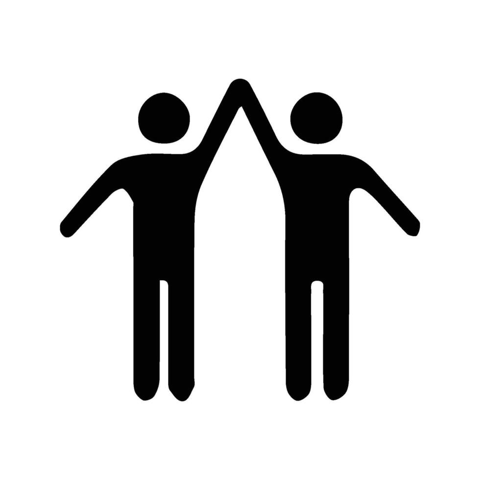 Silhouette of Individuals Holding Hands While Raising Hands. vector