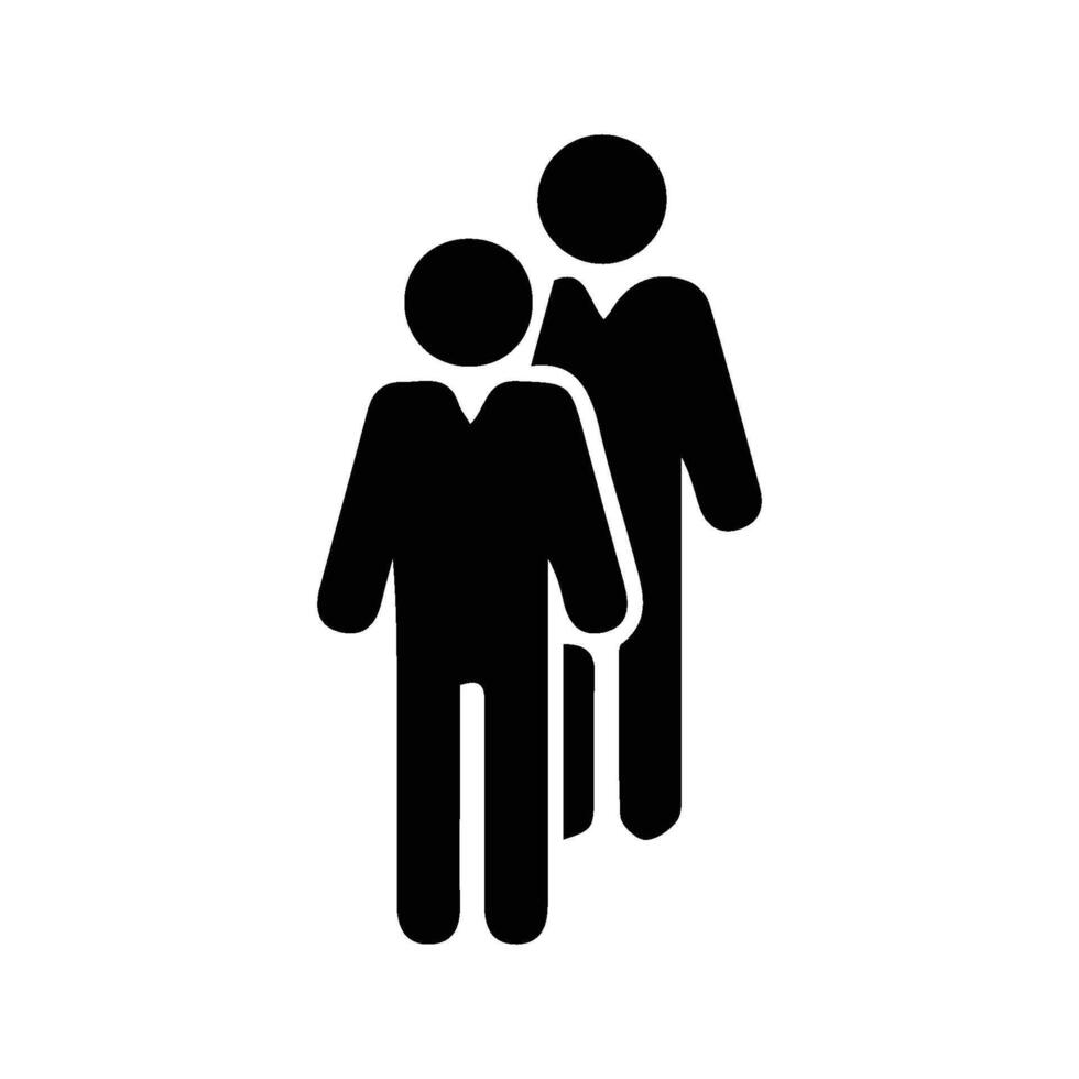 Two Men Standing Icon. Two Men Standing Silhouette Illustration. Two Men Standing Profile. Men Standing Character. vector