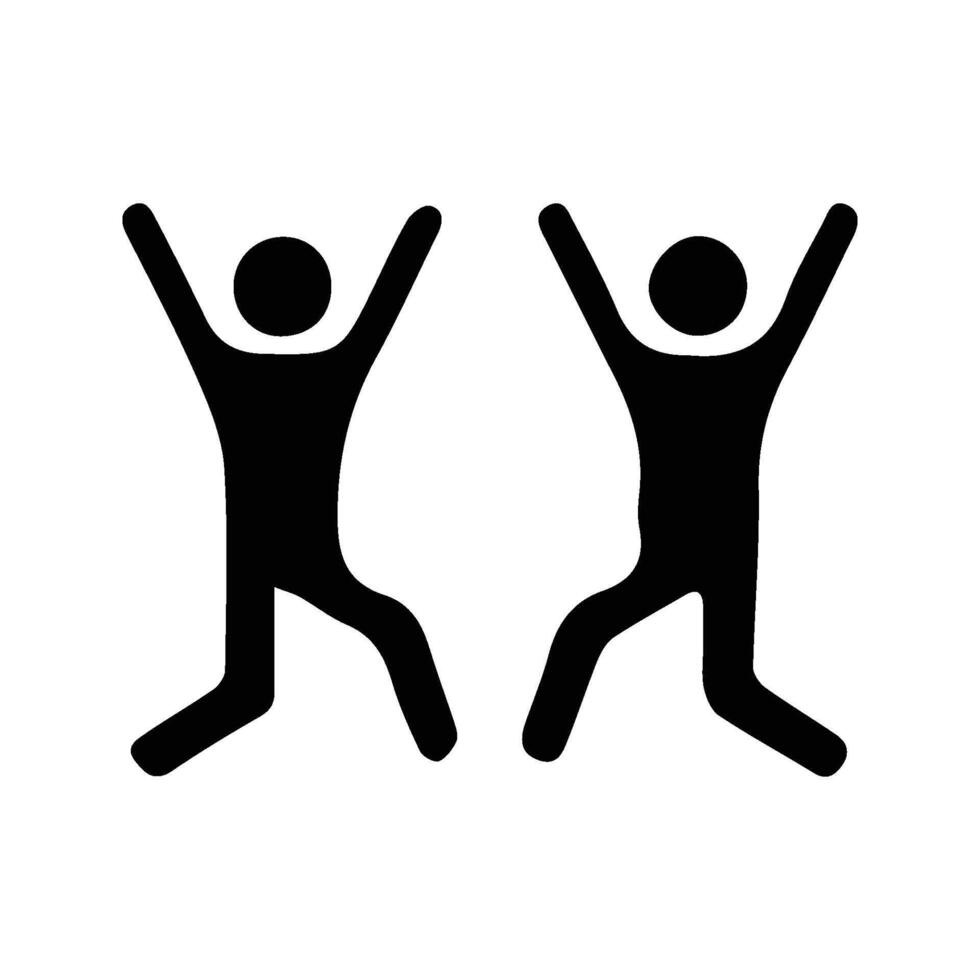 Two People Raising Hands Icon. vector