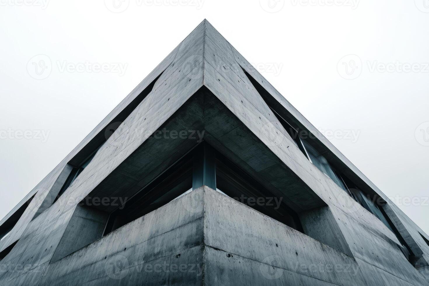 Minimalist concrete building with sharp geometric lines photo