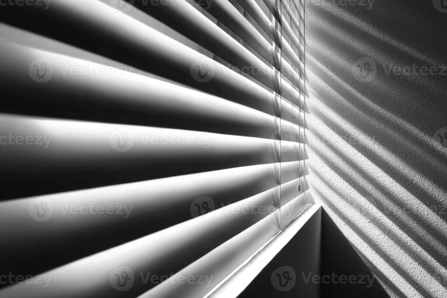 Window blinds casting shadows on wall photo