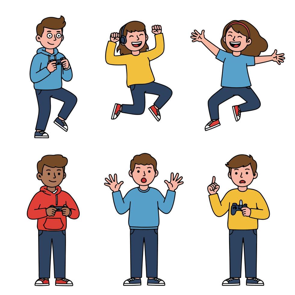 People gaming cartoon characters design vector