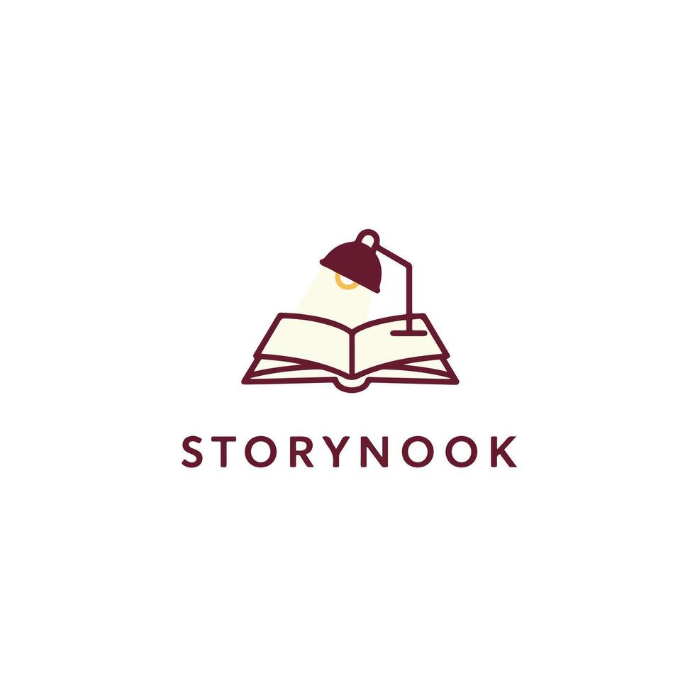 Story nook logo with book and lamp vector