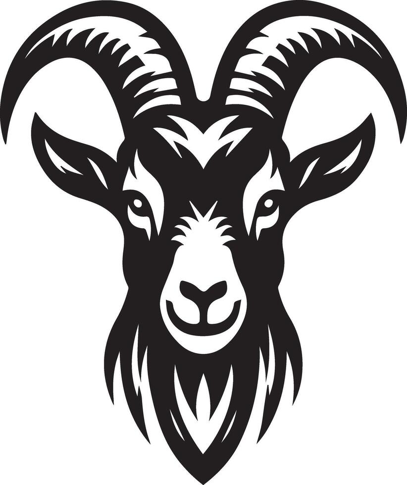 goat head logo, black and white illustration vector