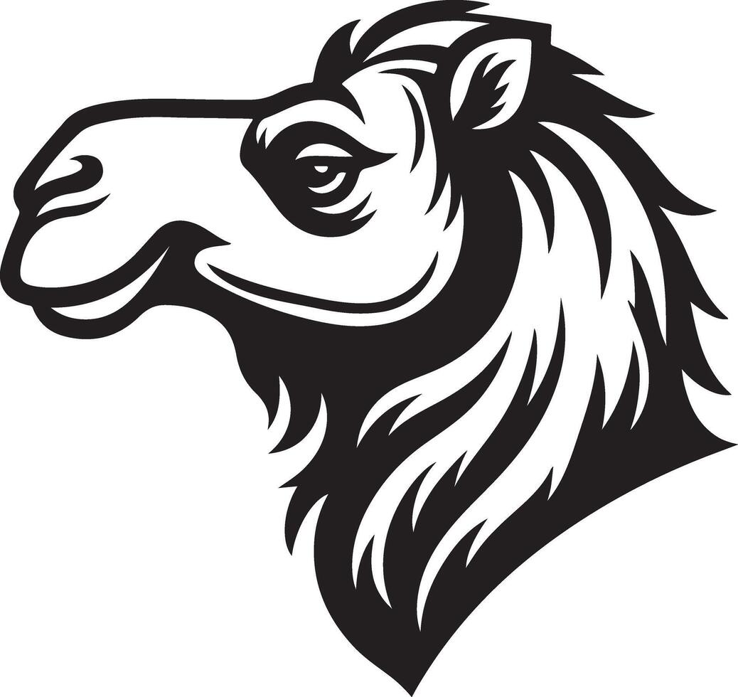 a camel head with a long mane on a white background vector