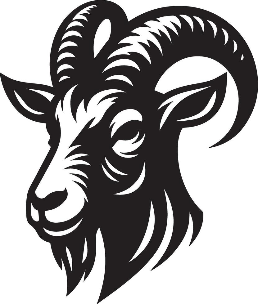 goat head silhouette art vector