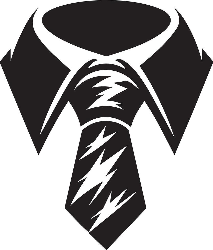 a black and white logo of a tie with lightning bolts vector