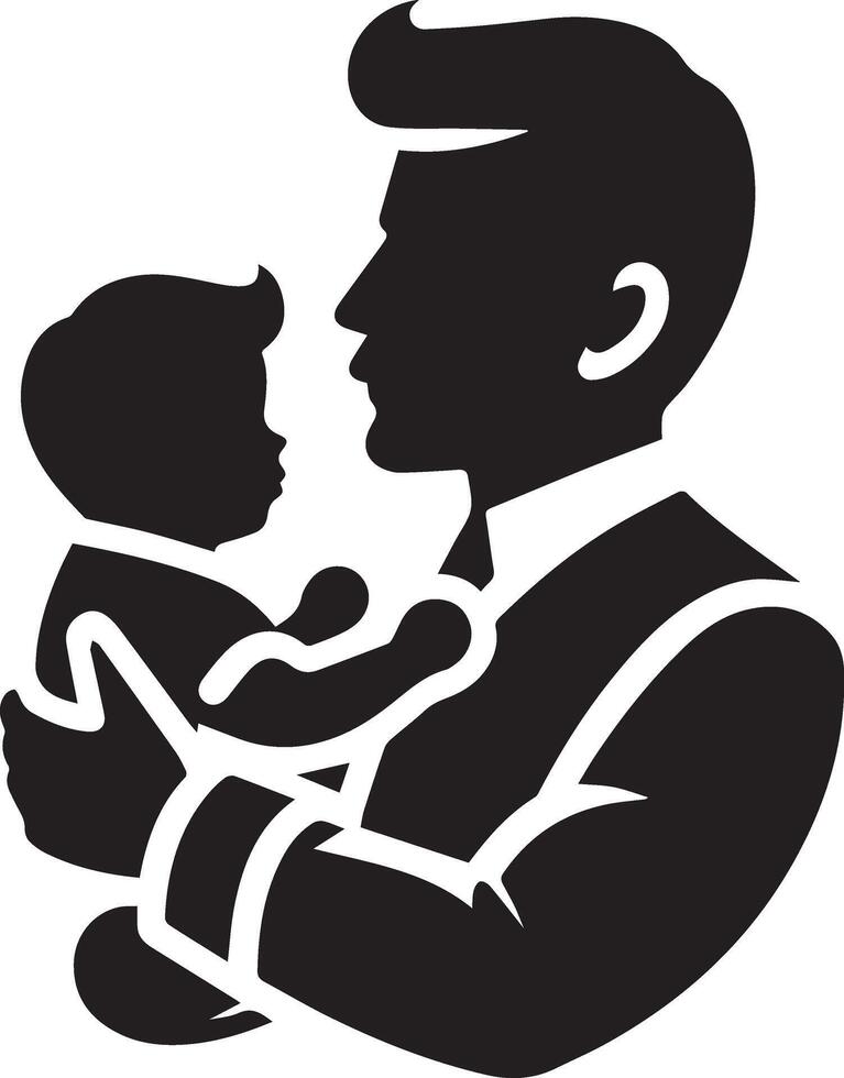 a silhouette of a man holding a baby vector