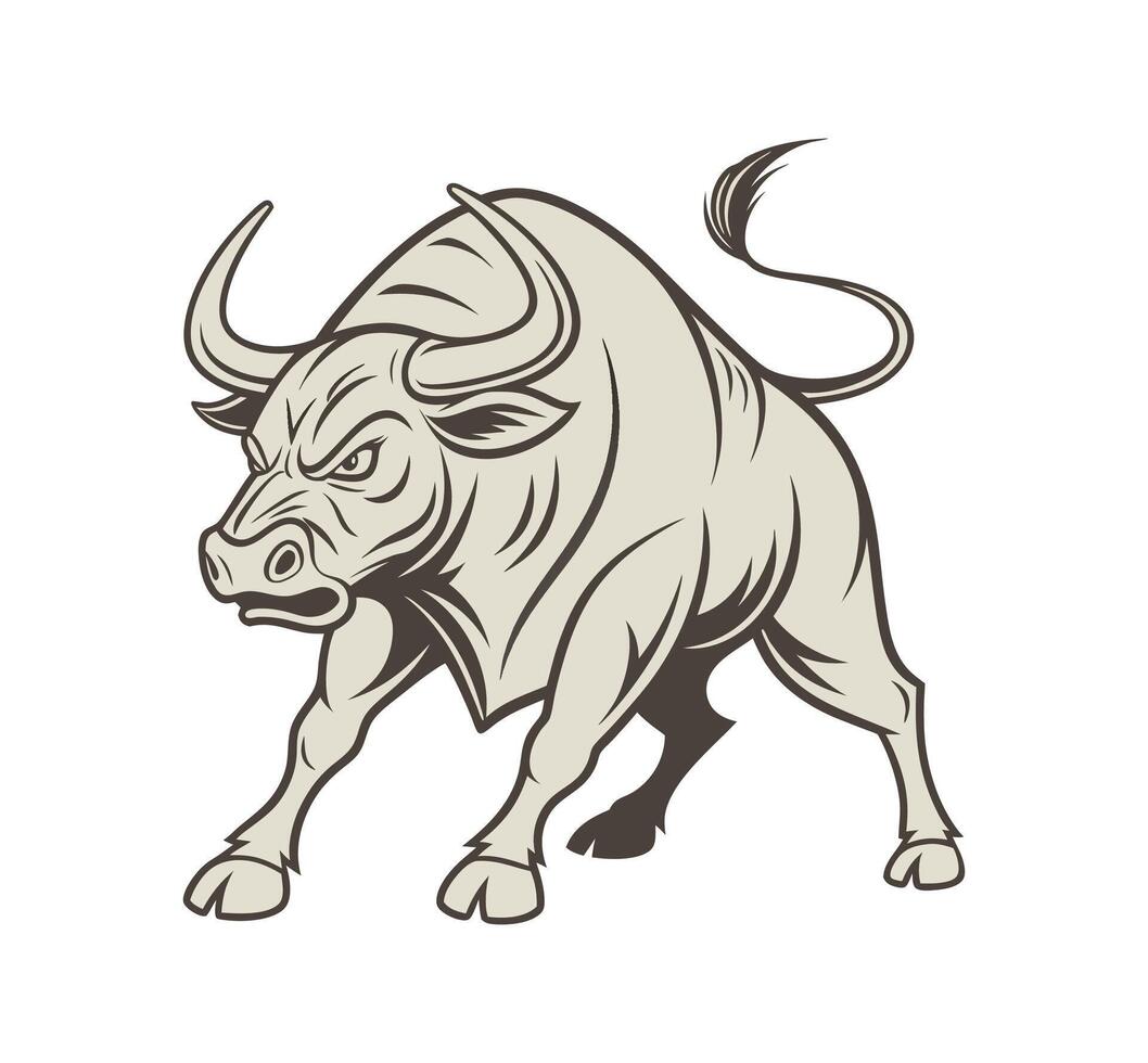 A angry black bull illustration design vector