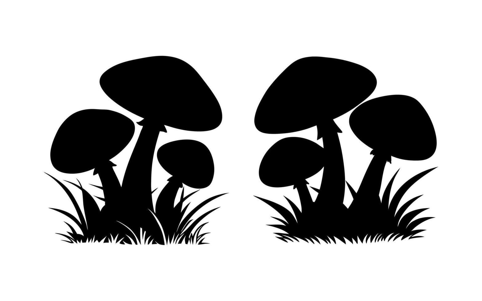 Silhouette of mushrooms vector