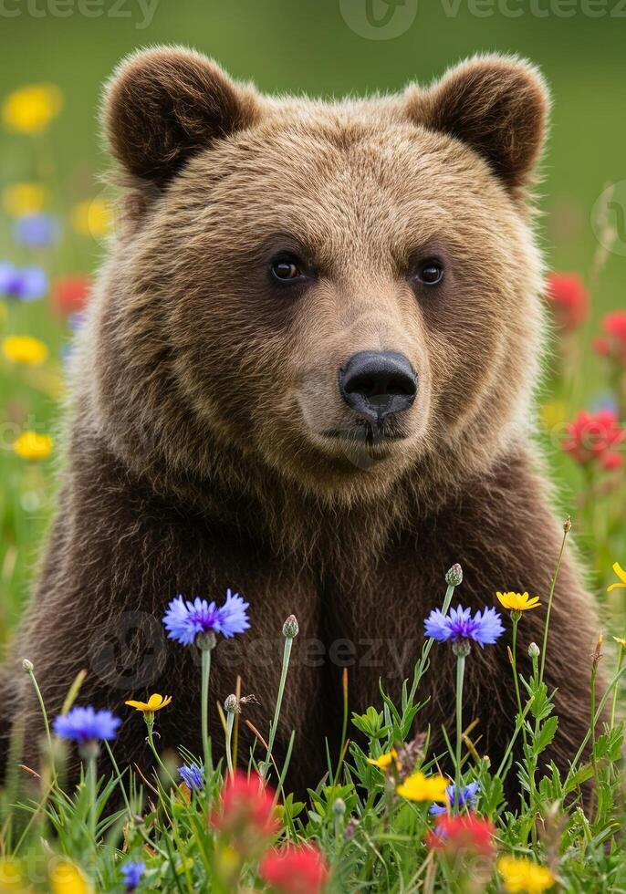 A bear in a field photo