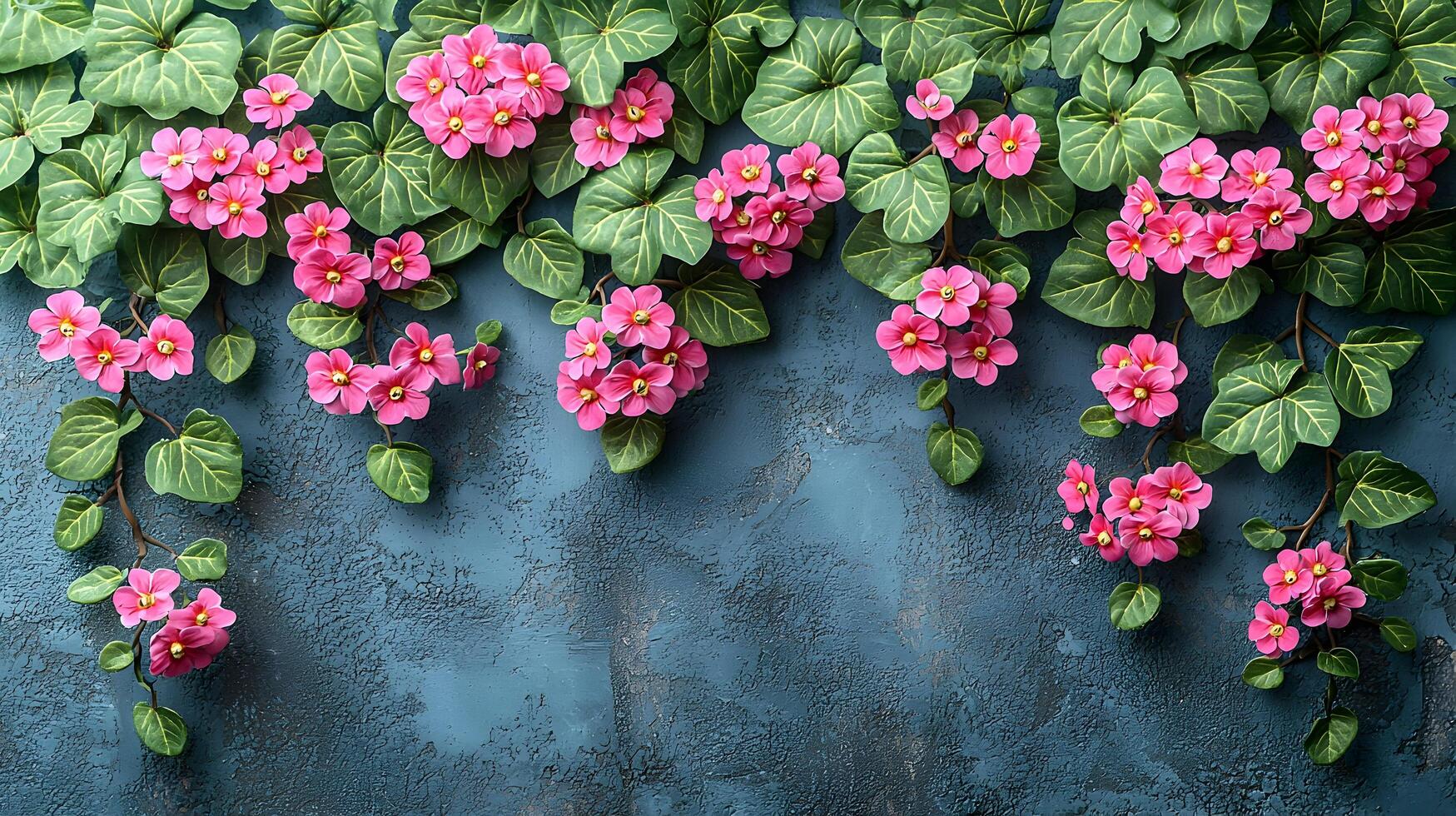 Pink Flowers on Blue Background photo