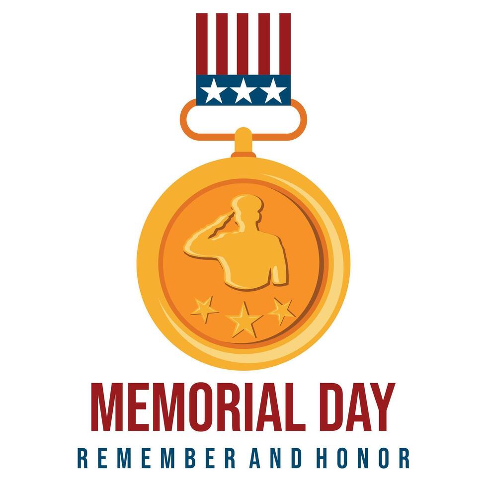 Memorial day logo with medal and stars vector