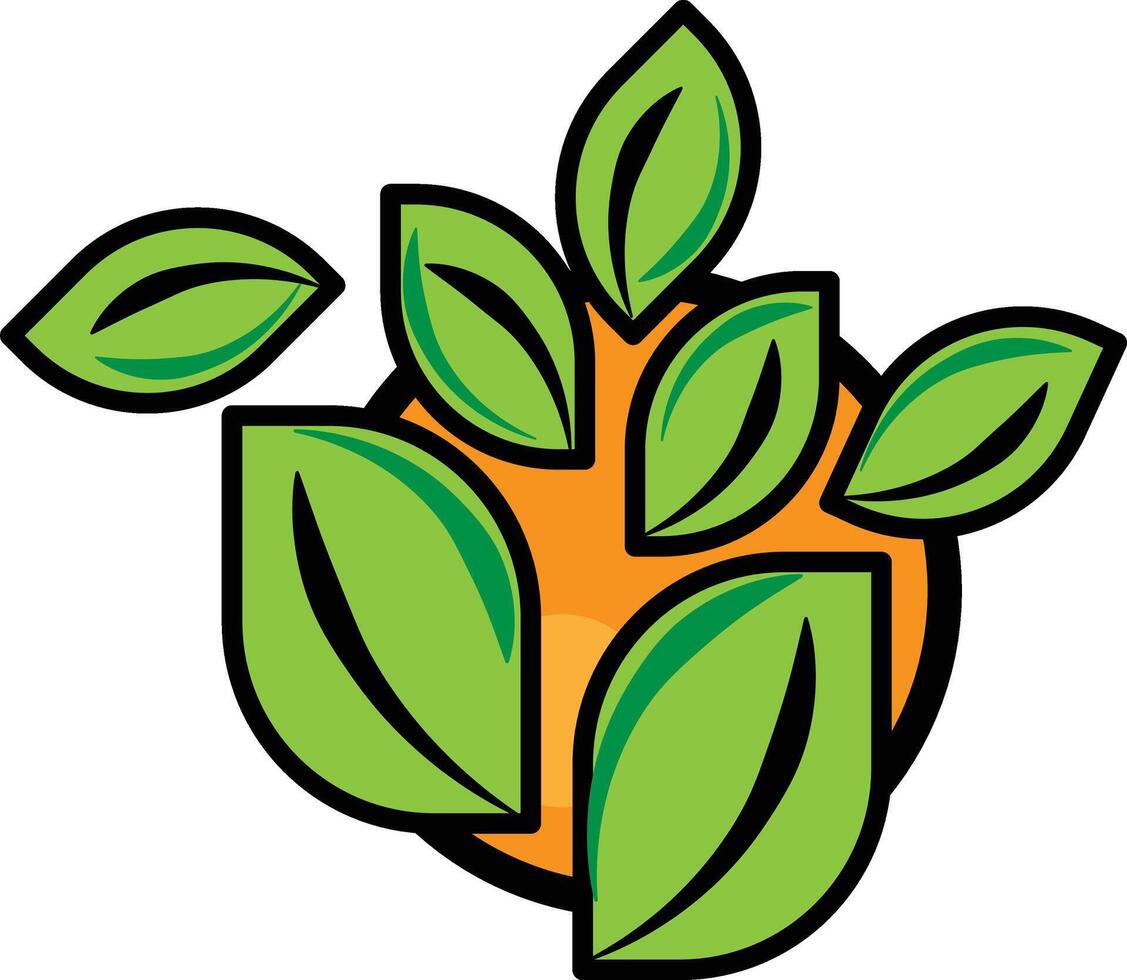 leaf covered orange icon vector