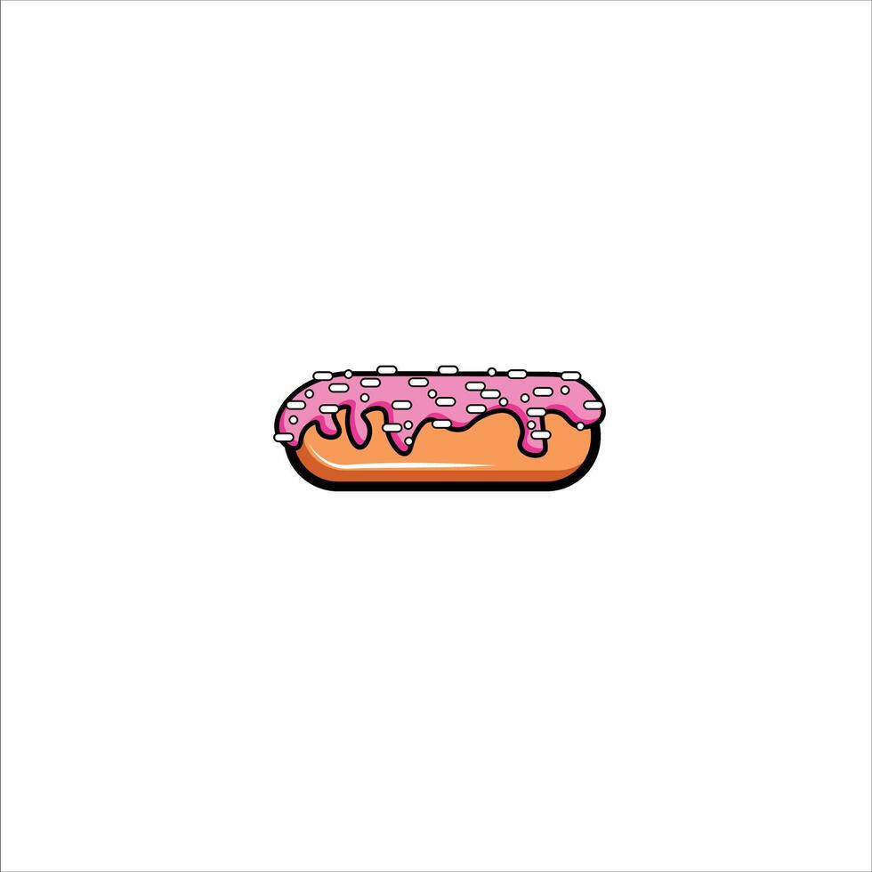 donut with pink topping and crispy peanut sprinkles vector