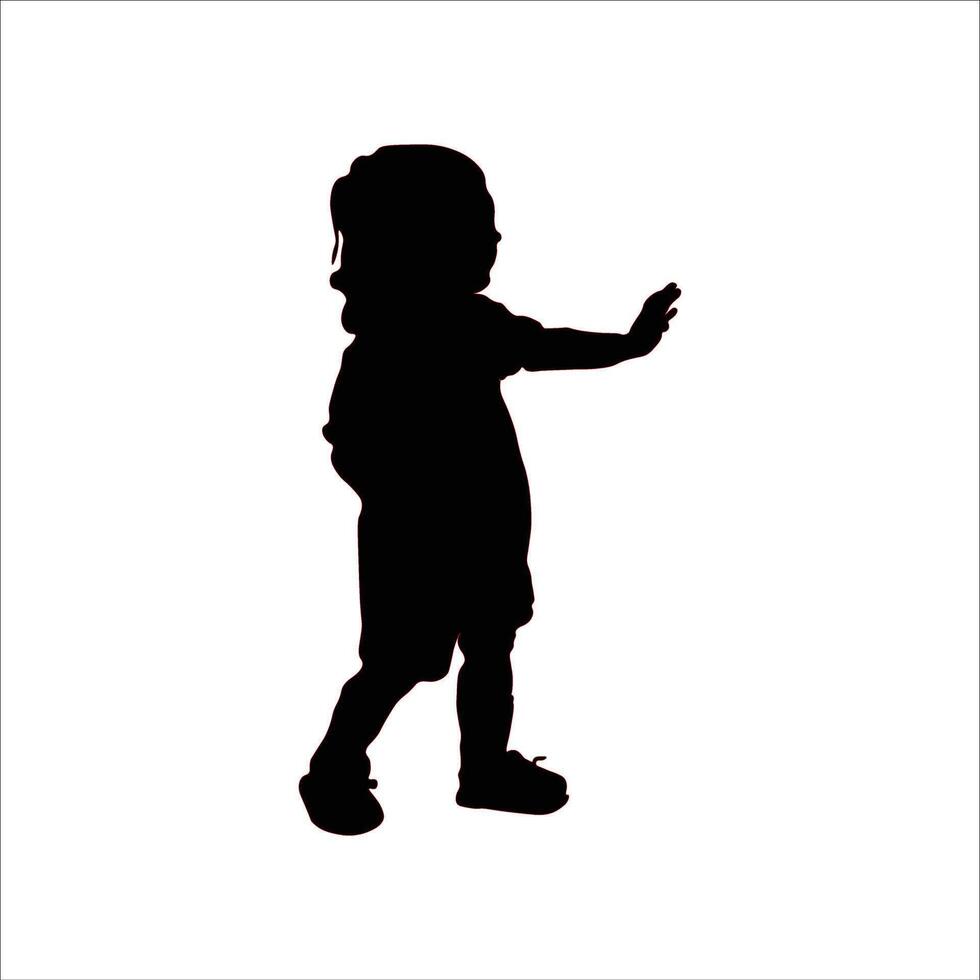 The child is learning to walk by himself. vector