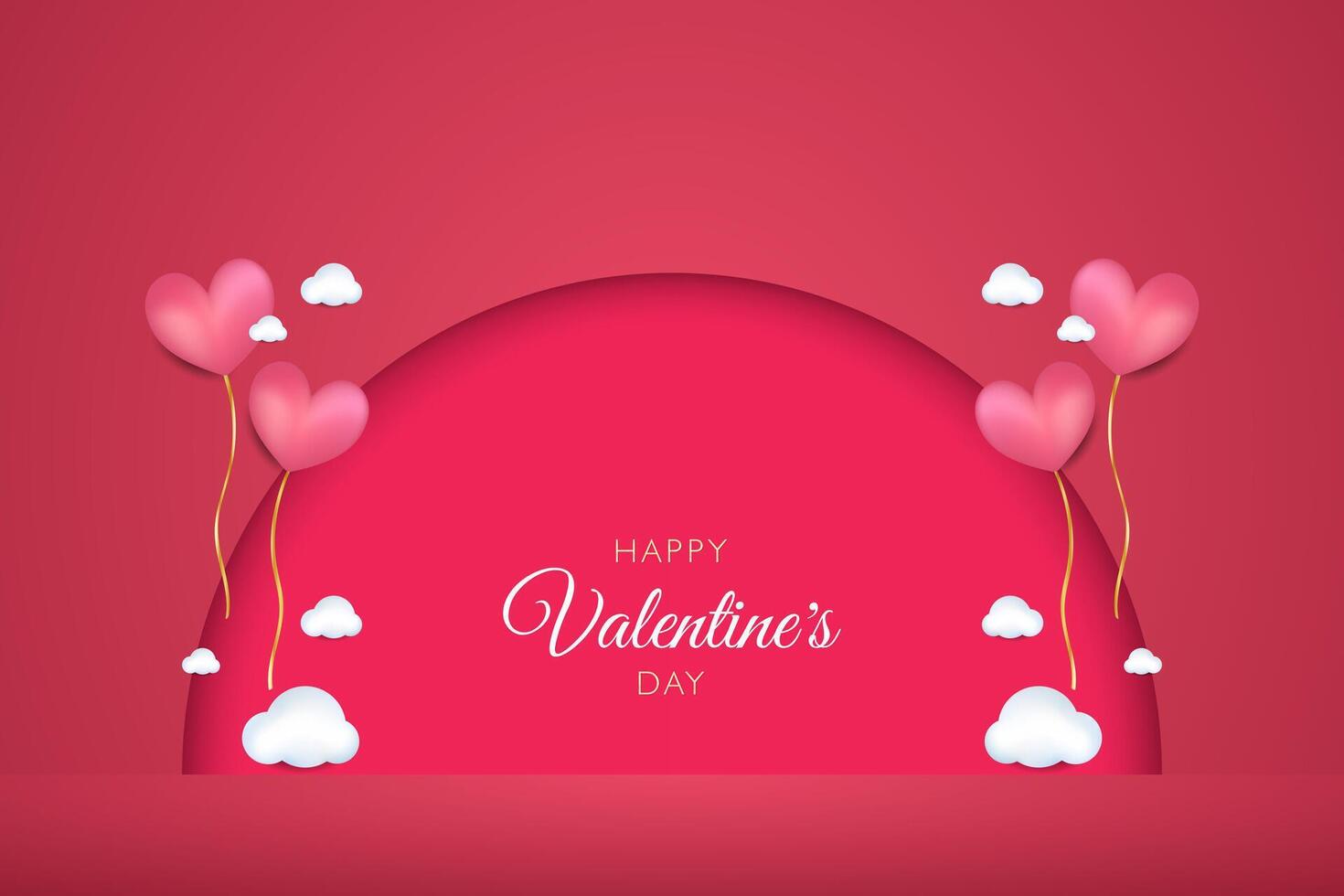 Valentine's day background with balloons and clouds vector