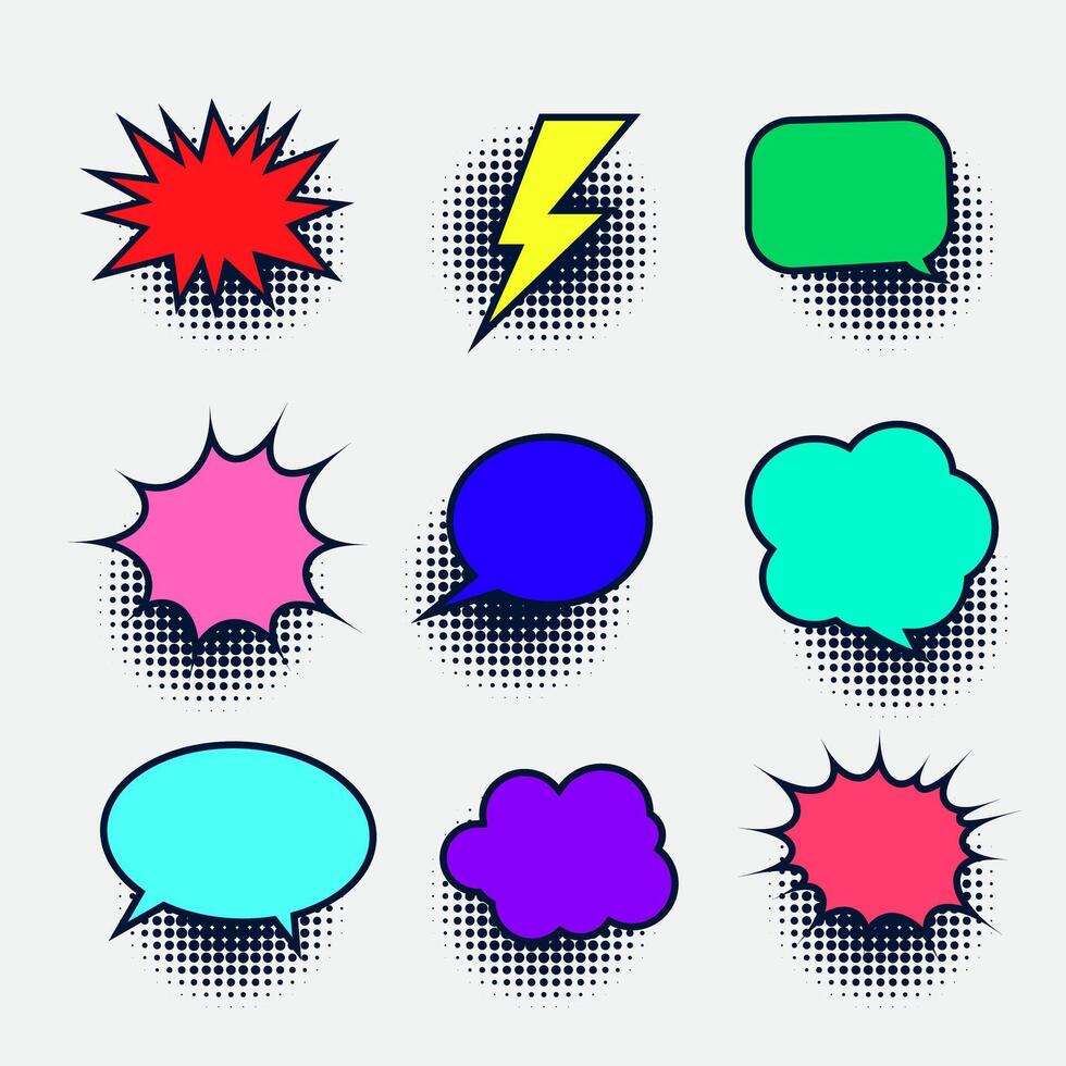 set of blank comic speech bubble vector