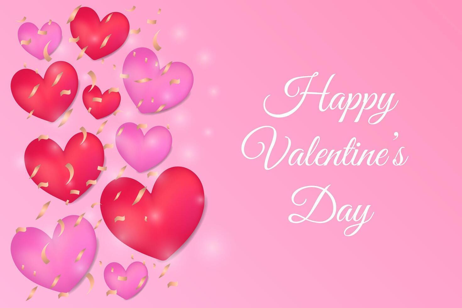 Valentine's day background with hearts and confetti vector