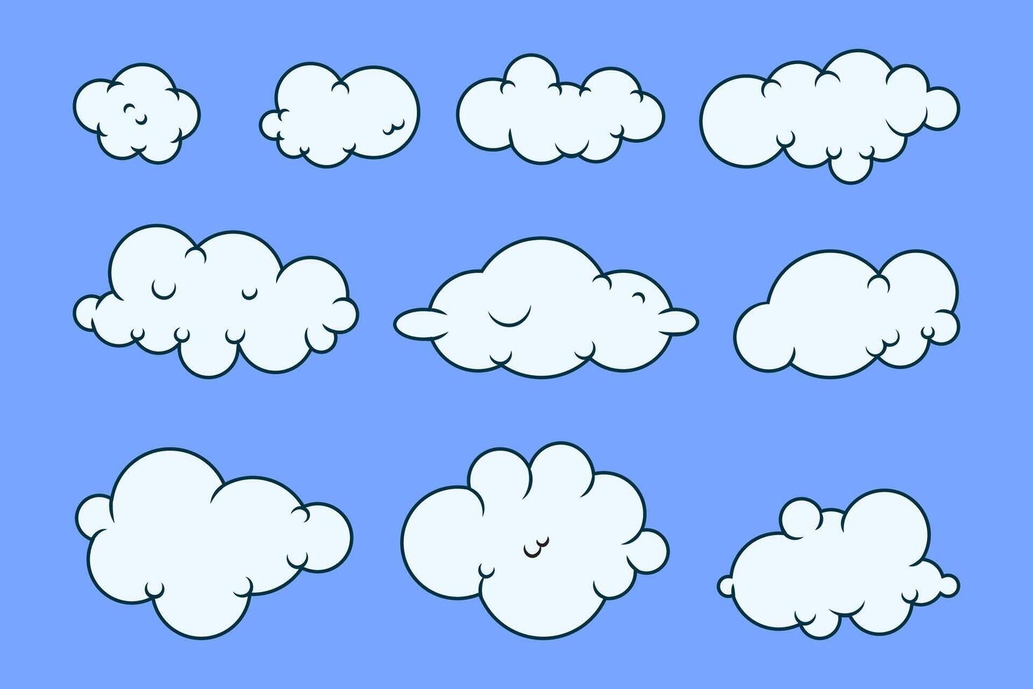 handdrawn Cartoon clouds set vector
