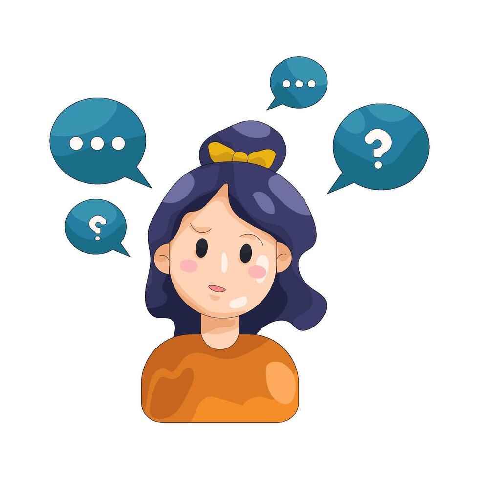 Illustration of Overthinking woman vector