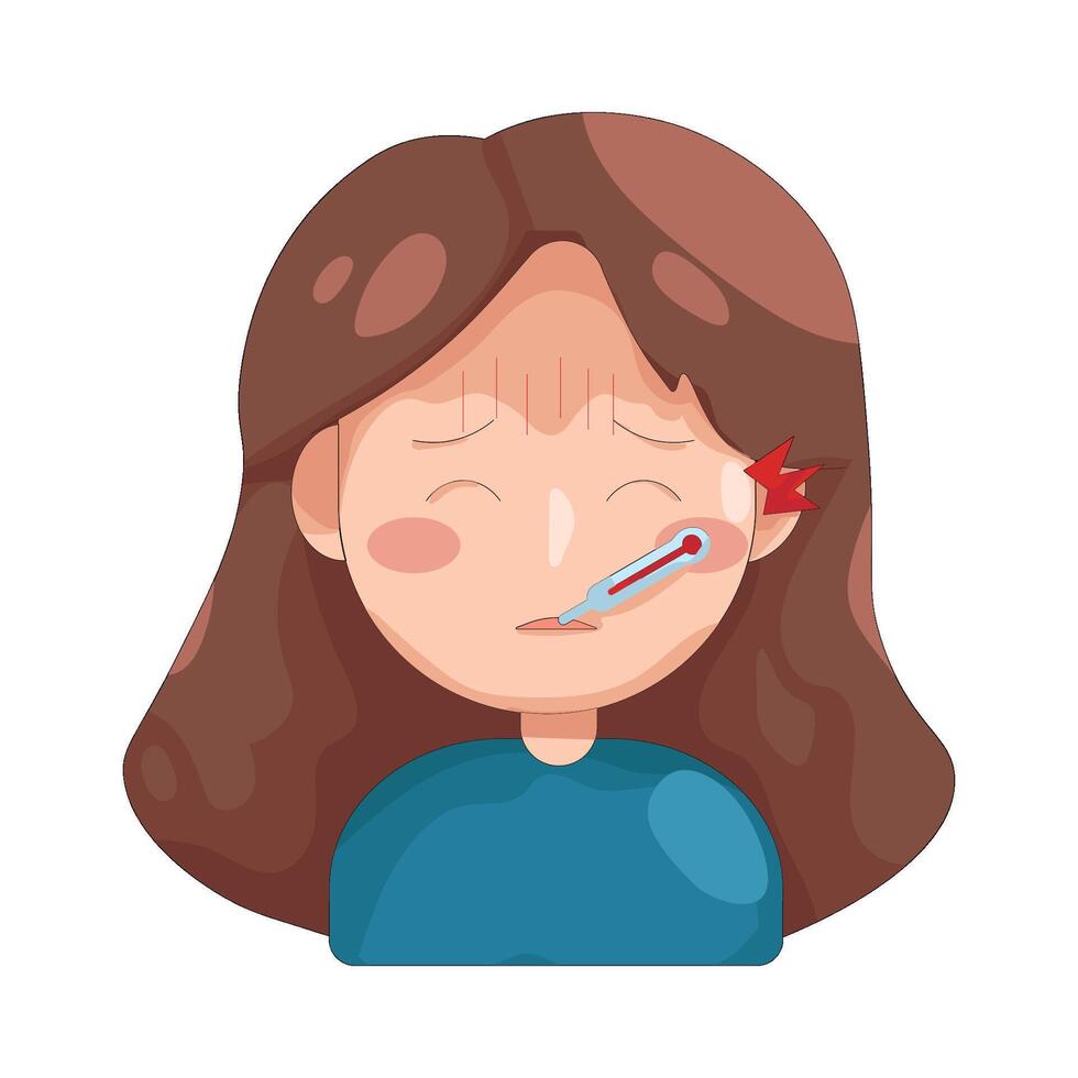 illustration of Sick Girl with Fever vector