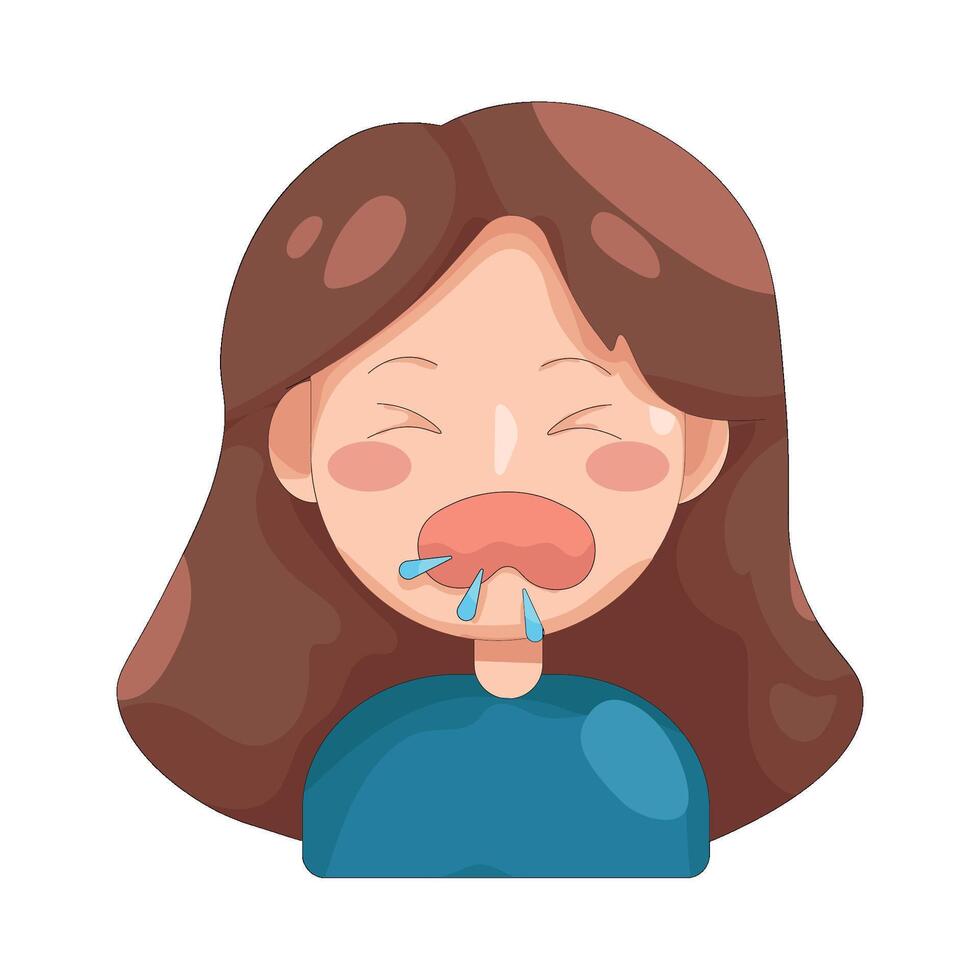 illustration of woman sneeze vector