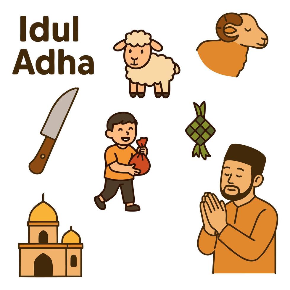 Eid al Adha Elements. Islamic and Traditional Theme. vector