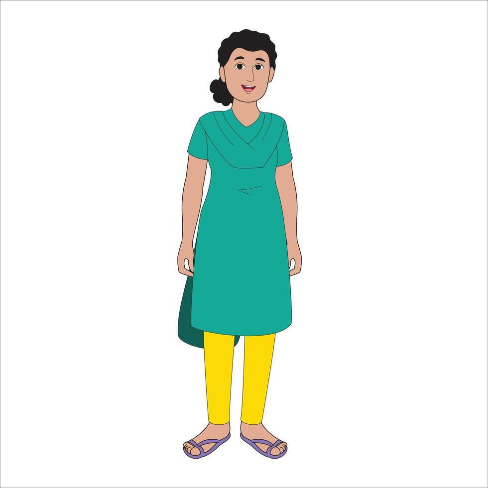 A indian women cartoon character for animation. vector
