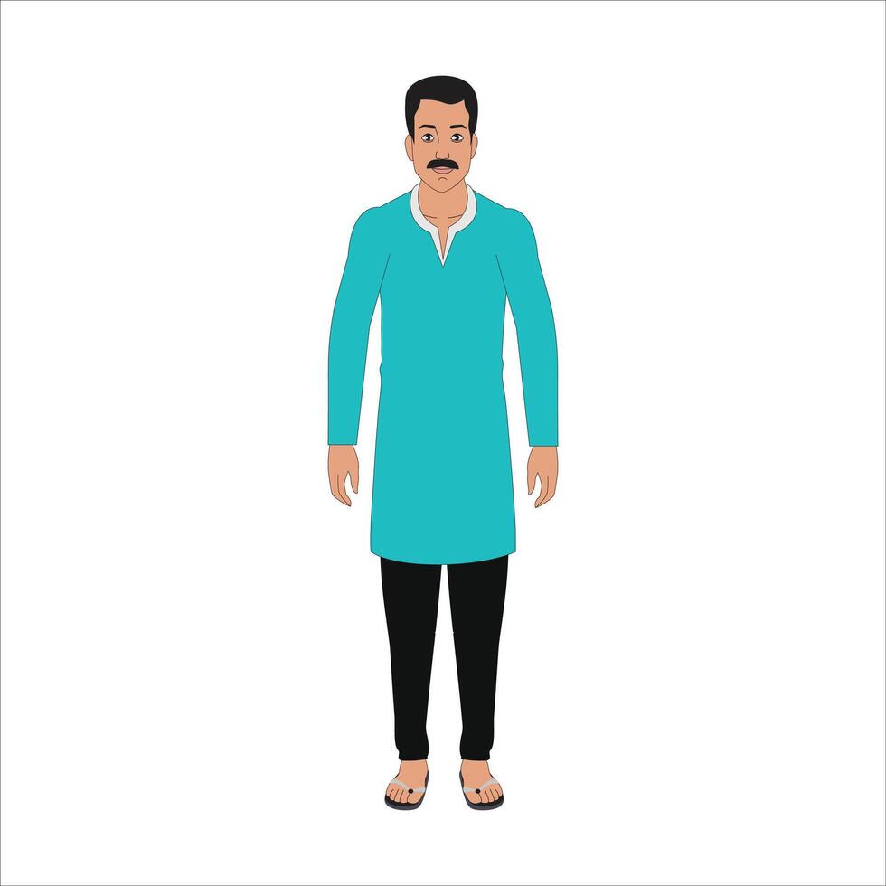 A Indian village man cartoon character set for 2d animation vector