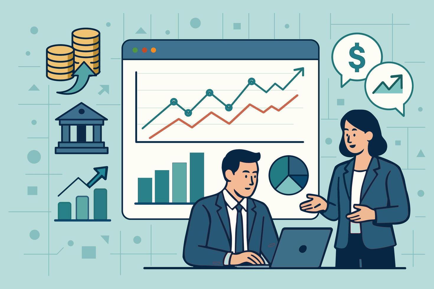Business Finance Growth Chart Meeting Presentation Analysis vector