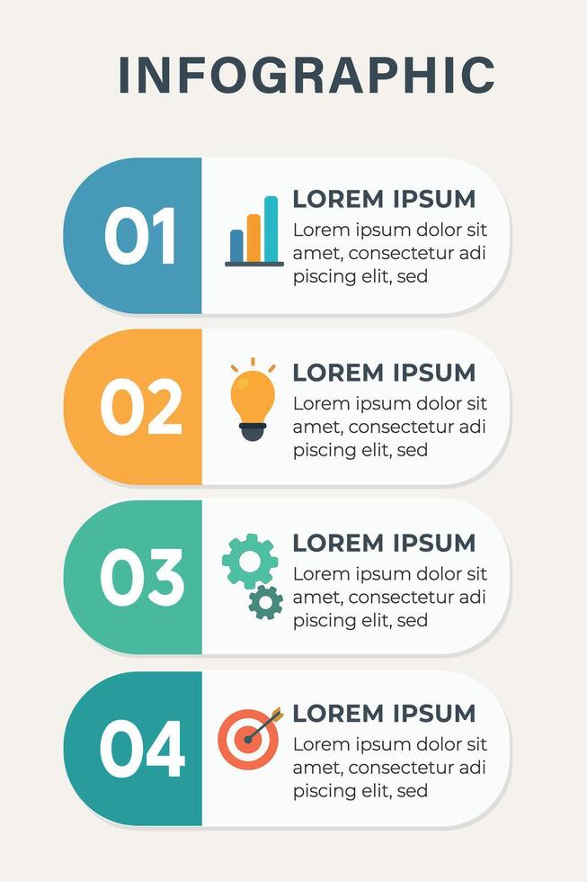 Infographic Numbered List Growth Light Bulb Gears Target Concept vector