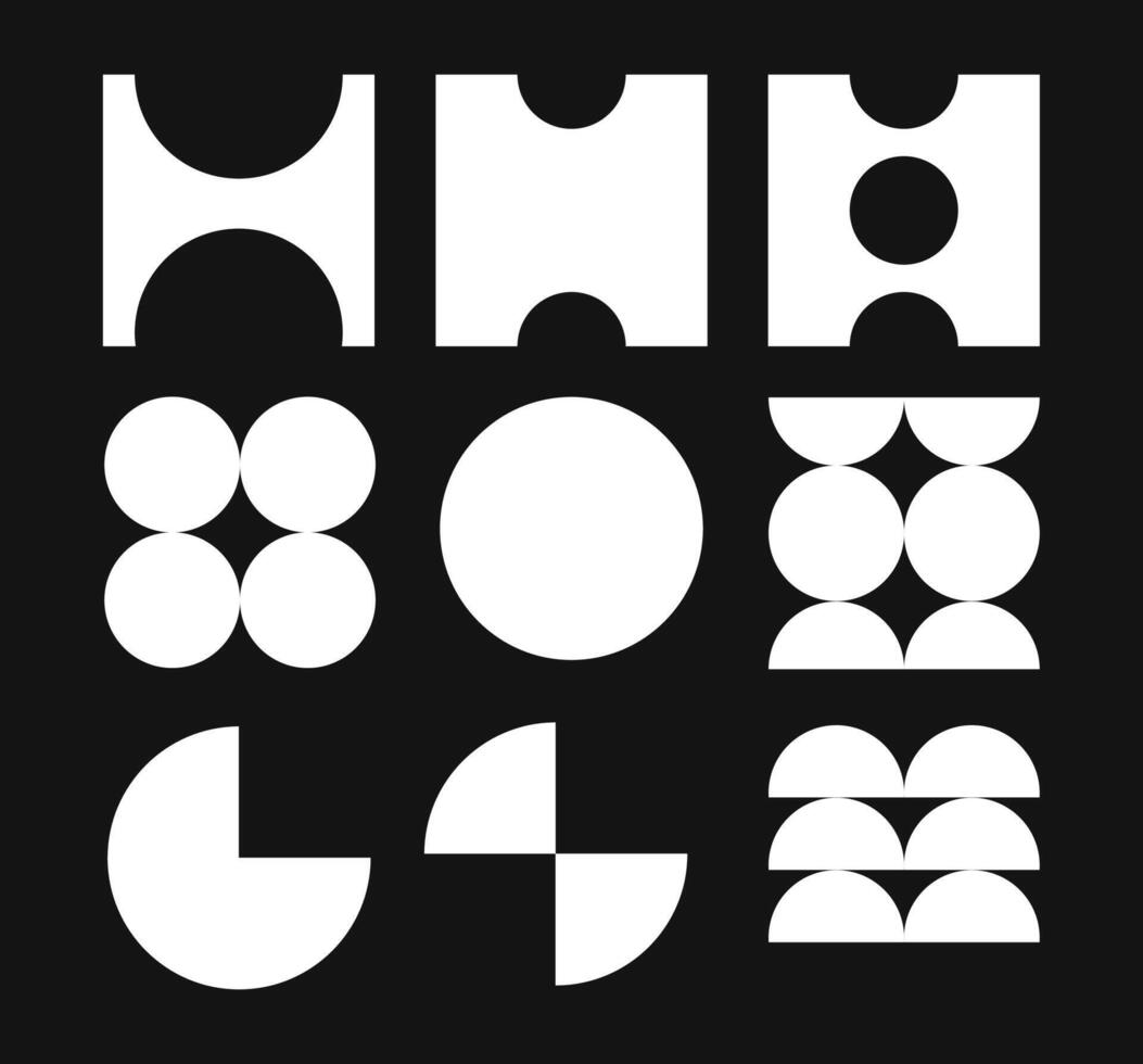 Set of White Geometric Bauhaus Shapes for Design vector