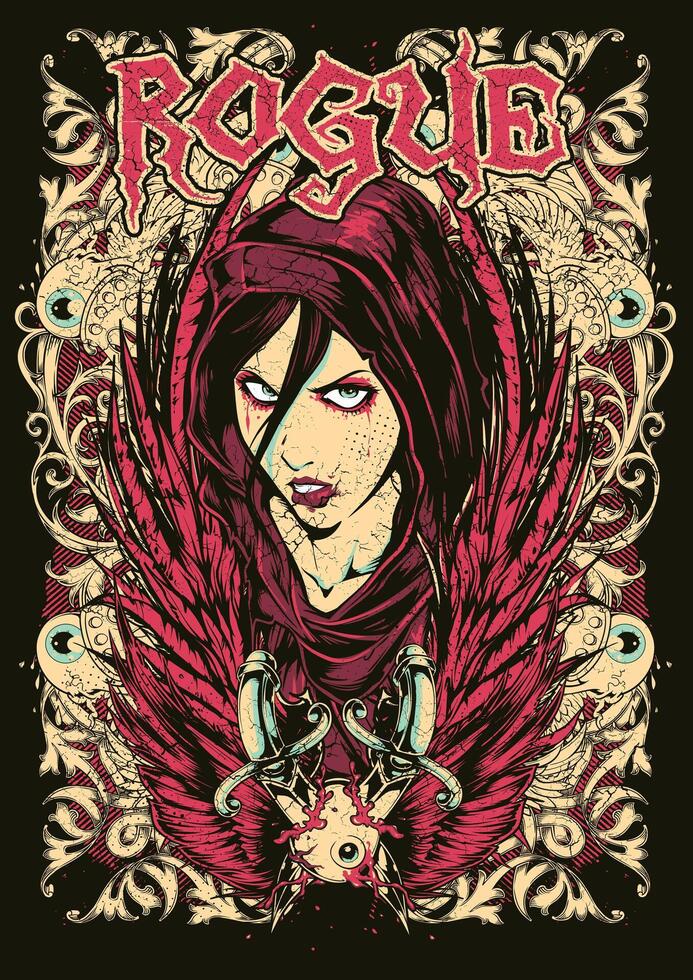 Rogue Zombie Horror Art Edgy T-Shirt Graphic Illustration vector
